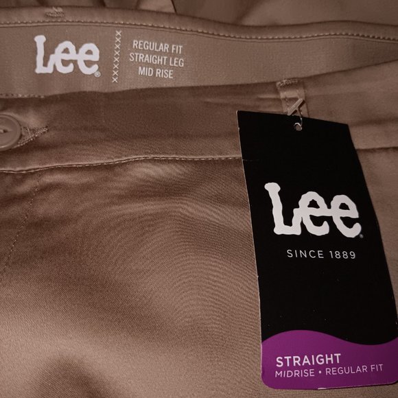 LEE REGULAR FIT STRAIGHT LEG MID RISE KHAKI PANTS COTTON BLEND WOMEN'S SIZE 18L - Picture 13 of 16